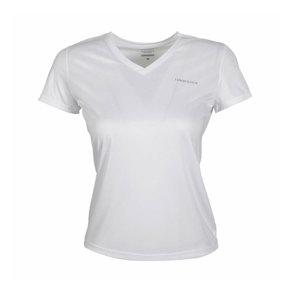 Lumberjack 1M Ct127 Basic Pes V Neck T-Shirt Beyaz Kadın Tshirt